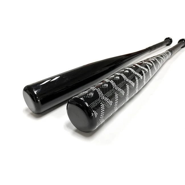 two glossy carbon fiber baseball bat